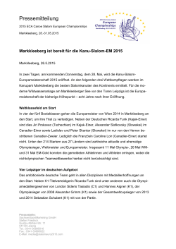 Pressemitteilung - 2015 ECA Canoe Slalom European