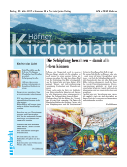 H&ouml;fner Kirchenblatt vom 20. M&auml;rz 2015