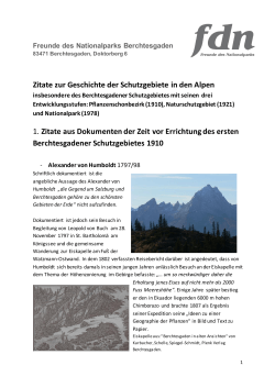Zitate zur Geschichte der Schutzgebiete in den Alpen 1. Zitate aus