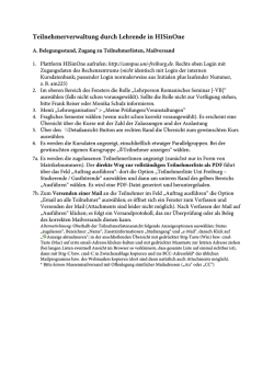 Teilnehmerverwaltung durch Lehrende in HISinOne