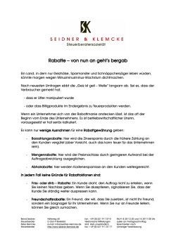Rabatte - Steuersozietät Seidner & Klemcke