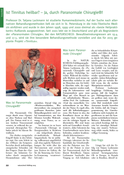Ist tinnitus heilbar? &ndash; Ja, durch Paranormale Chirurgie&reg;!