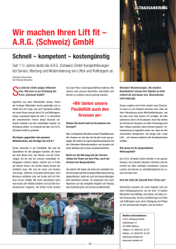 Wir machen Ihren Lift fit – A.R.G. (Schweiz) GmbH