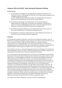 Antrag zur MV am 8.6.2015: Neue Satzung der Klävemann