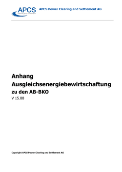 Anhang: Ausgleichsenergiebewirtschaftung (Version 15.0)