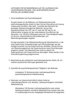 Leitfaden für die Laufbahn z. LehrtherapeutIn ab Mai 2015