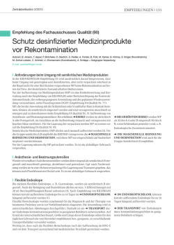 Schutz desinfizierter Medizinprodukte vor Rekontamination