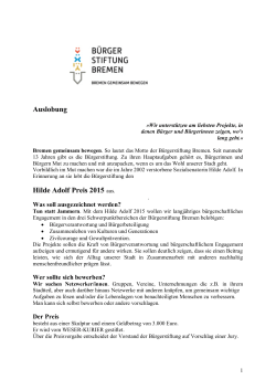 Auslobung Hilde Adolf Preis 2015 aus.