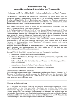 Internationaler Tag gegen Homophobie, Interphobie und