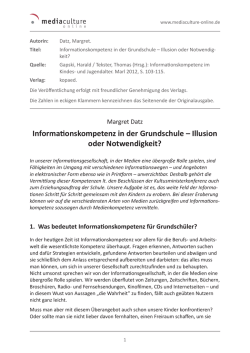 Informationskompetenz in der Grundschule &ndash; Illusion oder