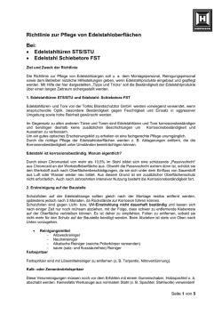 Richtlinie zur Pflege von Edelstahloberflächen bei