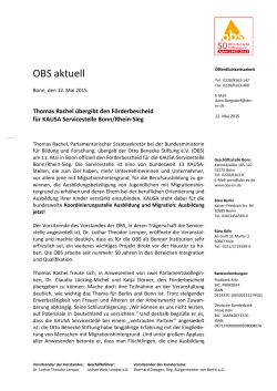 Pressemitteilung - Otto Benecke Stiftung eV
