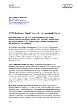 WEC Le Mans Qualifying: Stimmen Audi Sport