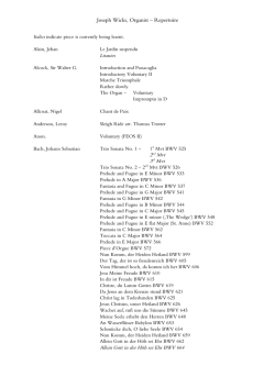 Joseph Wicks, Organist &ndash; Repertoire