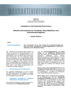 Compliance und Corporate Governance Aktuelle Informationen für