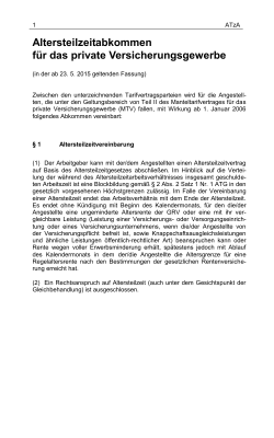 Altersteilzeitabkommen f&uuml;r das private Versicherungsgewerbe