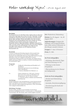 Foto- Workshop "Alpen" - 29.+30. August 2015