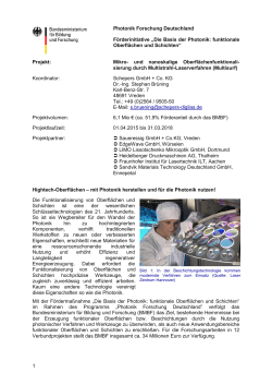 Projektsteckbrief Multisurf - Photonik Forschung Deutschland