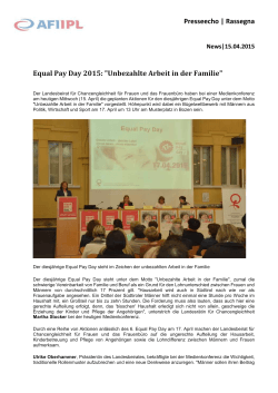 Equal Pay Day 2015: Unbezahlte Arbeit in der Familie - AFI-IPL