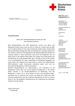 DRK-Ortsverein Kaltenkirchen e.V. 17.04.2015 Presseinformation