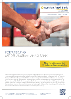 FORFAITIERUNG MIT DER AUSTRIAN ANADI BANK