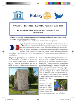 UNESCO - ROTARY : LA PAIX, Paris le 4 avril 2015