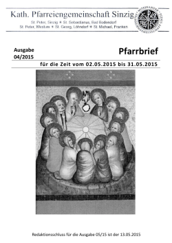Pfarrbrief - Katholische Pfarreiengemeinschaft Sinzig