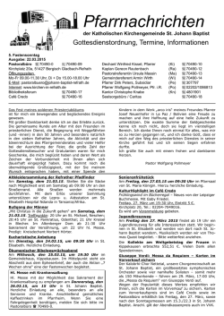 Pfarrnachrichten - St. Johann Baptist Refrath/Frankenforst