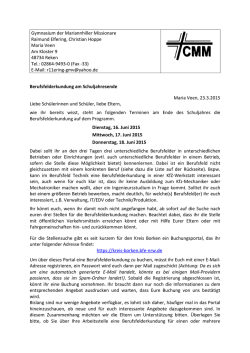 Informationsschreiben f&uuml;r Sch&uuml;ler und Eltern