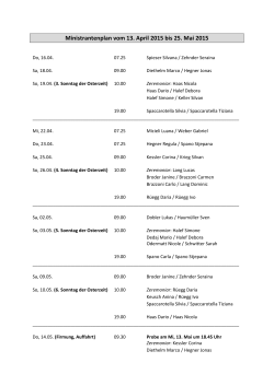 Ministrantenplan vom 13. April 2015 bis 25. Mai