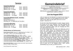 Apenburg Gemeindebrief Juni - August 2015