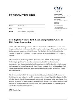 CMS begleitet Verkauf der Edi.Son Energietechnik GmbH an Eltel