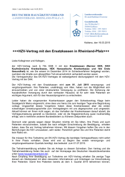 16.03.2015: HZV-Vertrag mit den Ersatzkassen in Rheinland