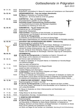 Gottesdienste in Pr&auml;graten - Gemeinde Pr&auml;graten am Gro&szlig;venediger