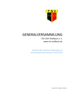 GENERALVERSAMMLUNG - TSV 1937 Wollbach