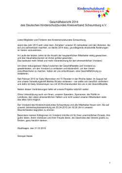 Geschäftsbericht 2014 - Kinderschutzbund Schaumburg