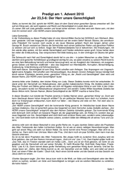Predigt am 1. Advent 2010 Jer 23,5