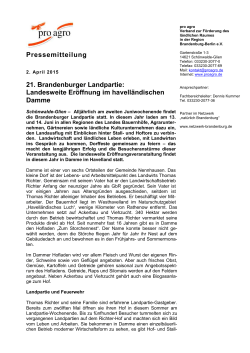 Pressemitteilung 21. Brandenburger Landpartie: Landesweite