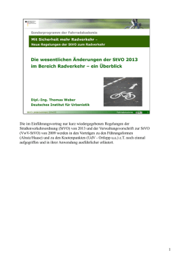 Die wesentlichen &Auml;nderungen der StVO 2013 im