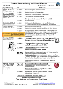 Gottesdienstordnung KW 19 - Seelsorgeraum Jenbach