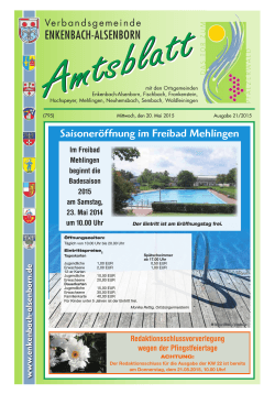 Amtsblatt 21/2015 - Verbandsgemeinde Hochspeyer