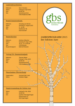 JAHRESPROGRAMM 2015 der Sektion Aare