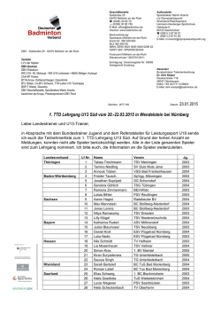 Einladung 1.TTD U13 S&uuml;d N&uuml;rnberg