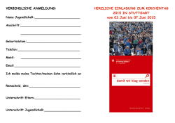 HERZLICHE EINLADUNG ZUM KIRCHENTAG 2015 IN