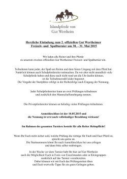 Einladung zum Hofturnier 2015 - Islandpferde von Gut Wertheim