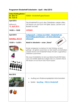 Programm Kindertreff Arlesheim : April – Mai 2015