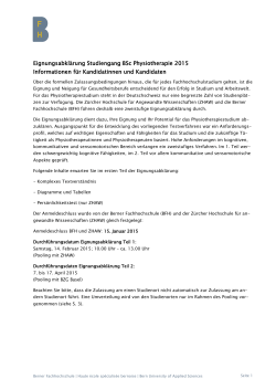 Information Eignungsabkl&auml;rung Physiotherapie