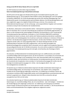 Antrag an die SPD OV Ulmer Westen JHV am 15. April 2015 Der SPD