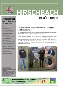 Hirschbach im M&uuml;hlkreis, Amtsblatt, April 2015