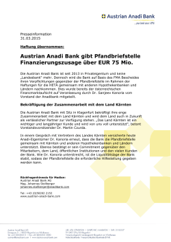 Austrian Anadi Bank gibt Pfandbriefstelle Finanzierungszusage DE